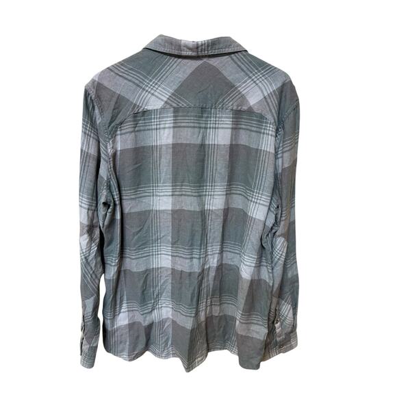 Toad&Co Green Grey Plaid Lightweight Long Sleeve Button Down Flannel - XL - Picture 2 of 8
